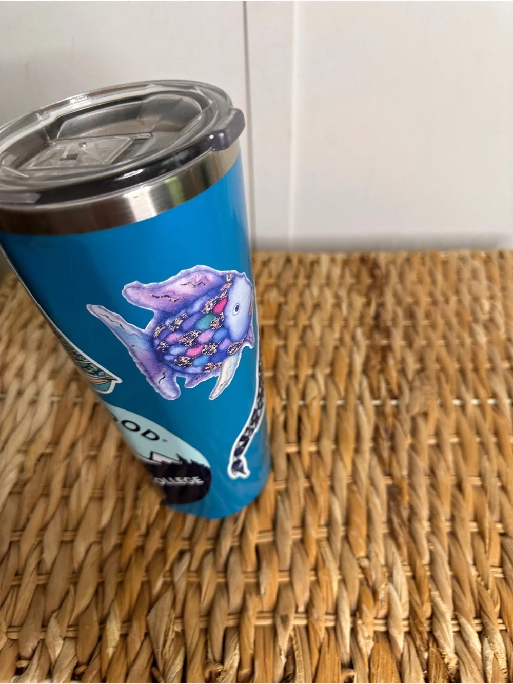 Corkcicle Blue Stainless Steel Travel Tumbler with Fish Sticker - Picture 5 of 9